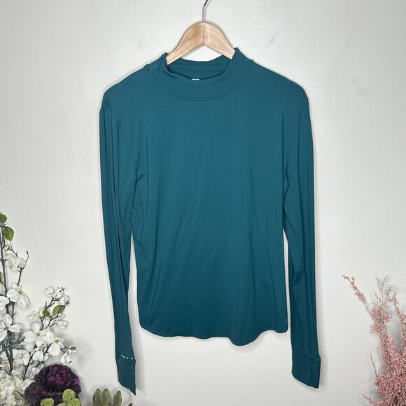 LULULEMON Rulu Running Long-Sleeve Mock Neck Shirt Green Jasper Sz 14 {OO49} - Picture 4 of 8
